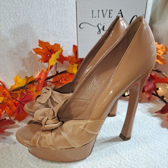 Yves Saint Laurent Paris Platform Heel Authentic Rive Gauche Lambskin Trim EUC - Picture 7 of 17